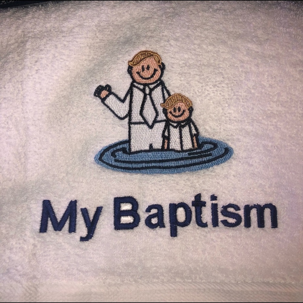 Embroidered Baptism towel for BOY
